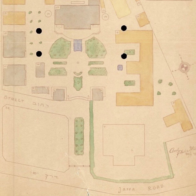 שדרת עצים ברחוב השפלה במפת יריד המזרח 1932